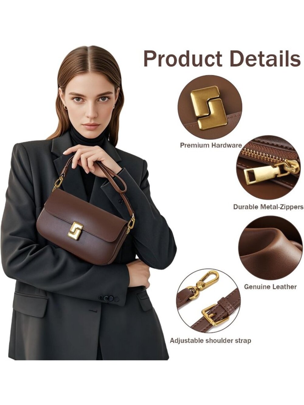 Women's Black Small Leather Removable Strap Handle Sling Backpack Crossbody - Picture 3 of 6